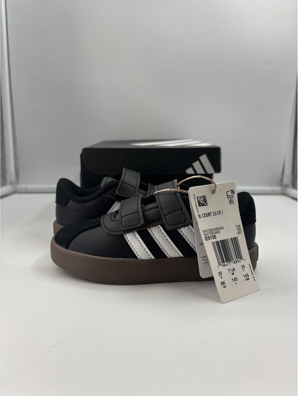 Adidas VL Court 3.0 CFI Unisex Kids Size 8K Black White ID9156 toddler sneakers